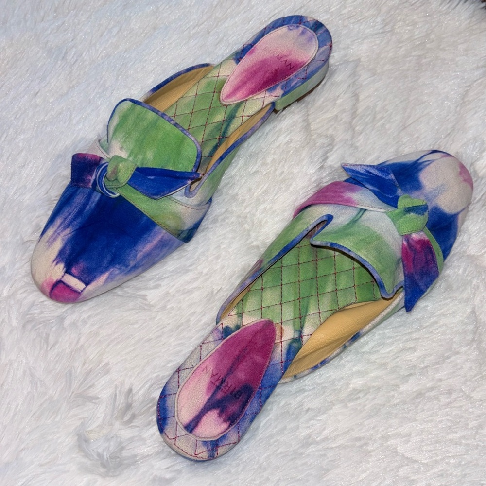 Alexandre BIRMAN Clarita Tie-Dye Mule/Slides with iconic Bow Size 38 1/2 8.5